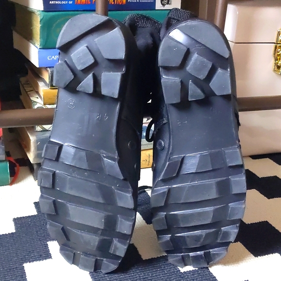 Black leather and canvas combat boots - Picture 4 of 9